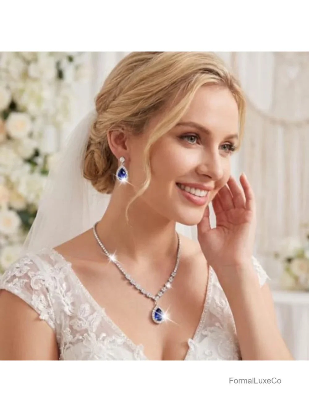 Bridal Crystal Necklace Earrings Set Wedding Rhinestone Choker Prom Costume